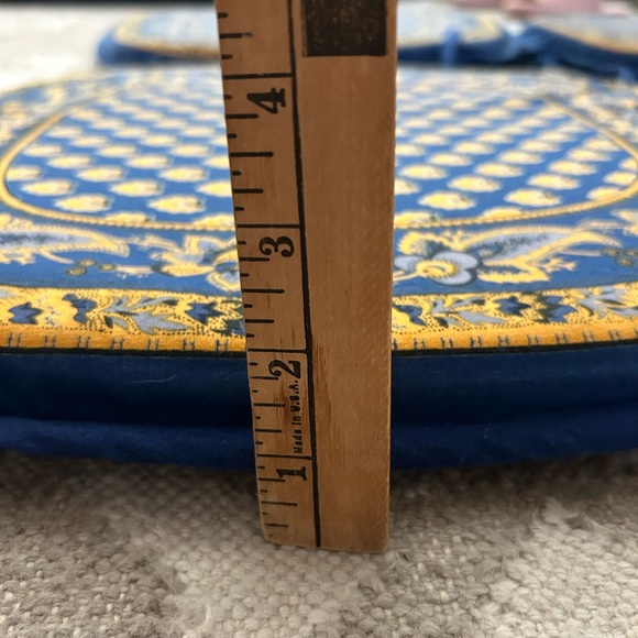 Williams-Sonoma French Style Blue and Yellow Patterned Seat Cushions - Picture 2 of 6